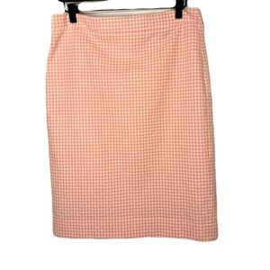 J. Crew 8 Pink & White Gingham No. 2 Pencil Skirt Spring Summer Career Easter